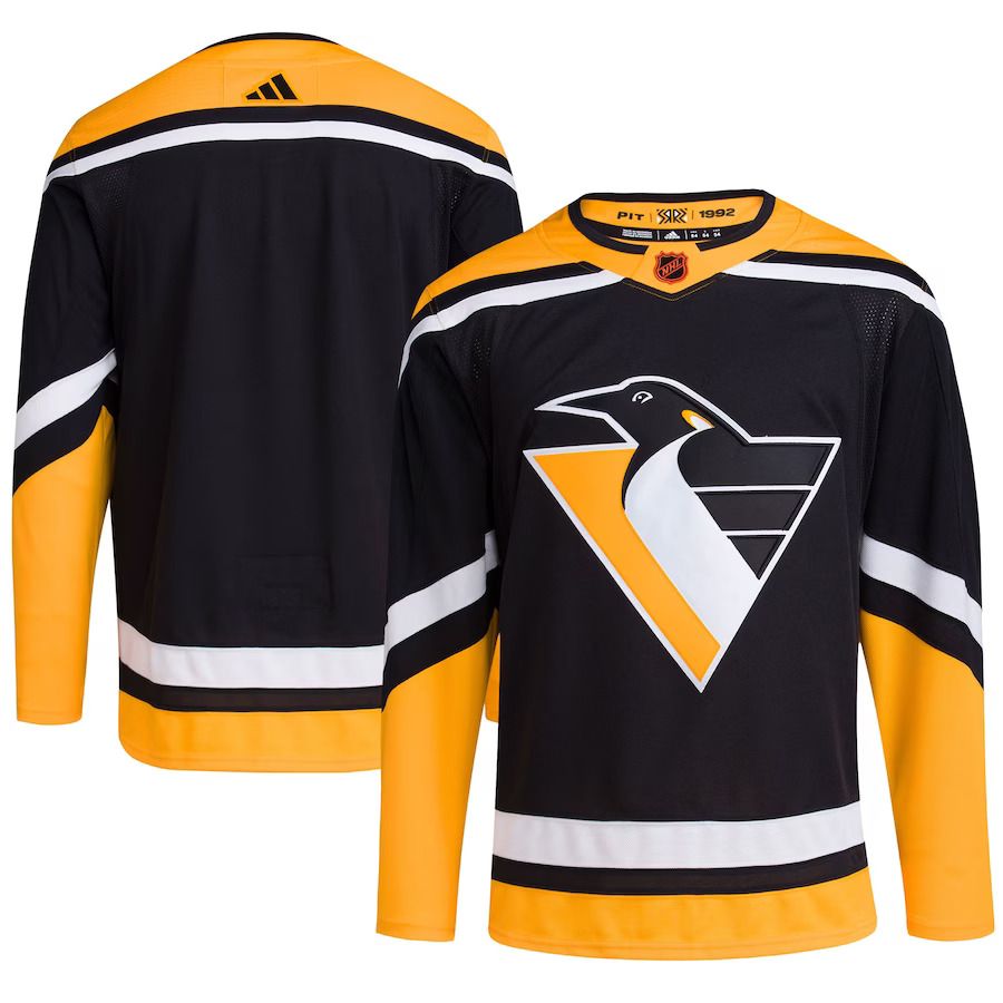 Men Pittsburgh Penguins adidas Black Reverse Retro Authentic Blank NHL Jersey